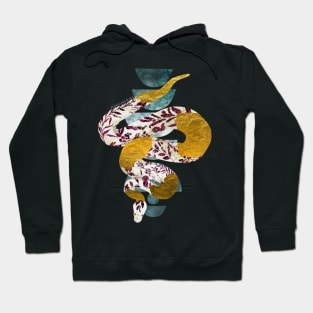 Magenta Leaves Porcelain Snake Negative Painting Hoodie